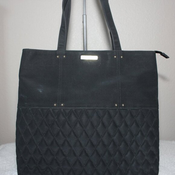 St. John Womens Nylon Quilted Shoulder Bag Black Gold Hardware Classic - Picture 3 of 9